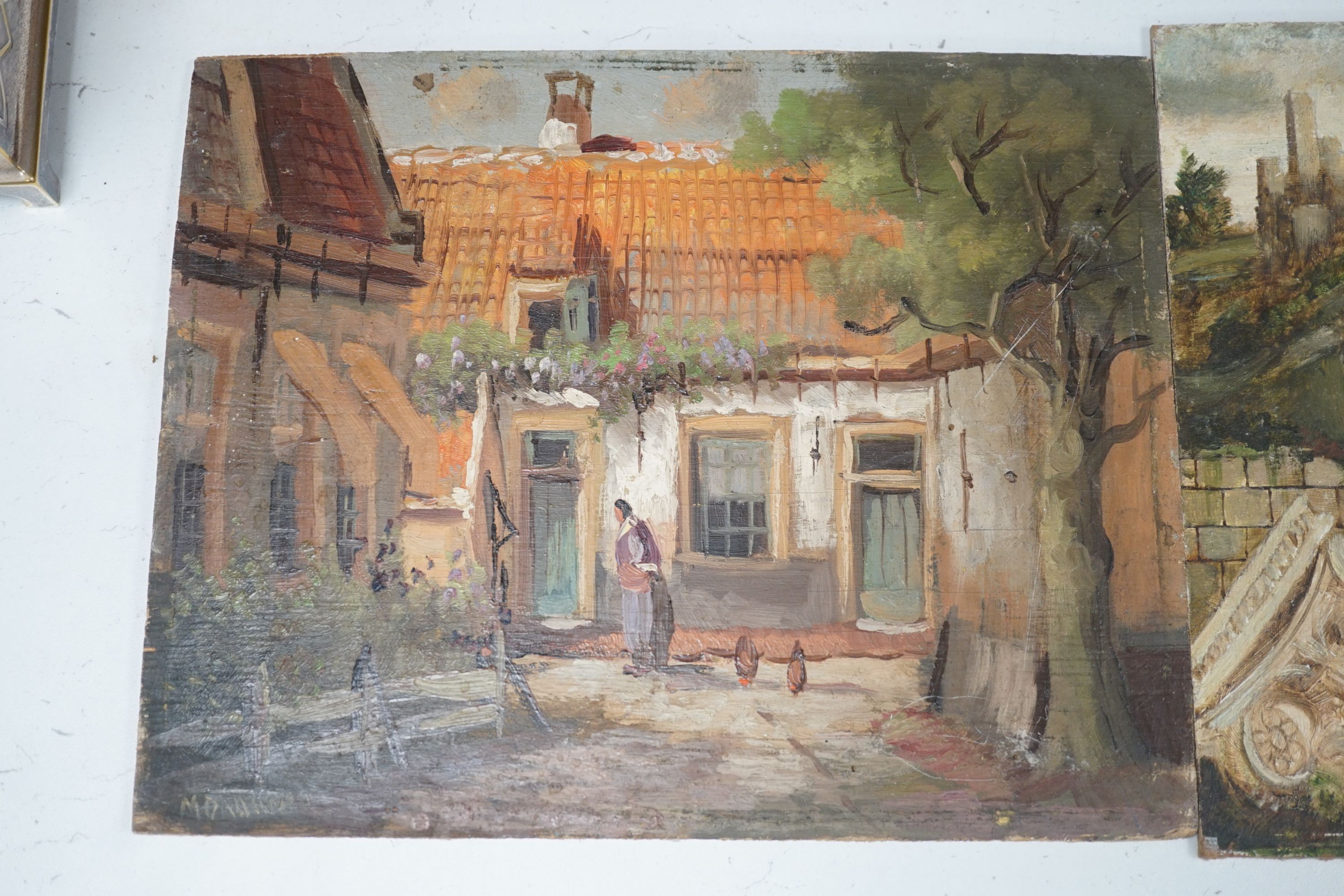 M. Dadwell, oil on board, 'Hattem, Holland', 24 x 30cm, and another unframed oil signed Bagnoli, 25 x 35cm, both unframed